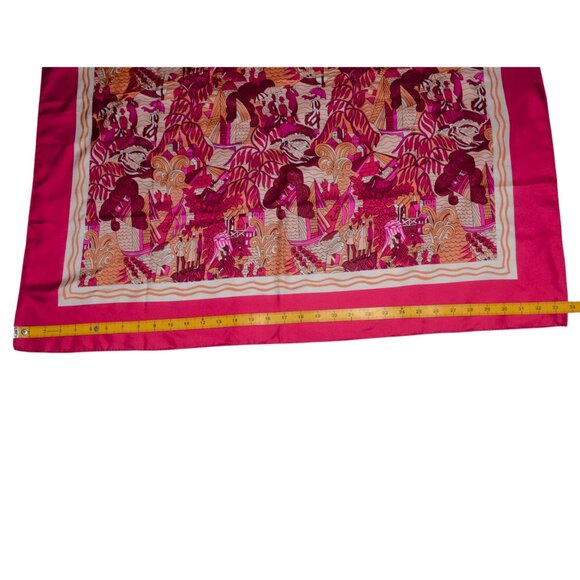 Brochier Soieries Silk Scarf made in France Dufy Deauville Red Brown Magenta - Picture 4 of 7